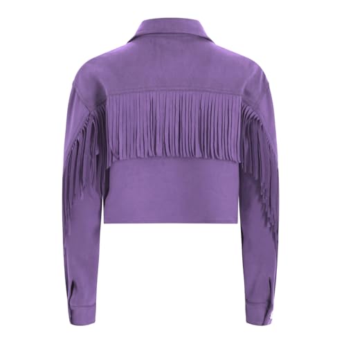 Loyan Little Girls' Button Down Coat Birthday Party Clothes Tassels Jacket Basic Outwear Tops4