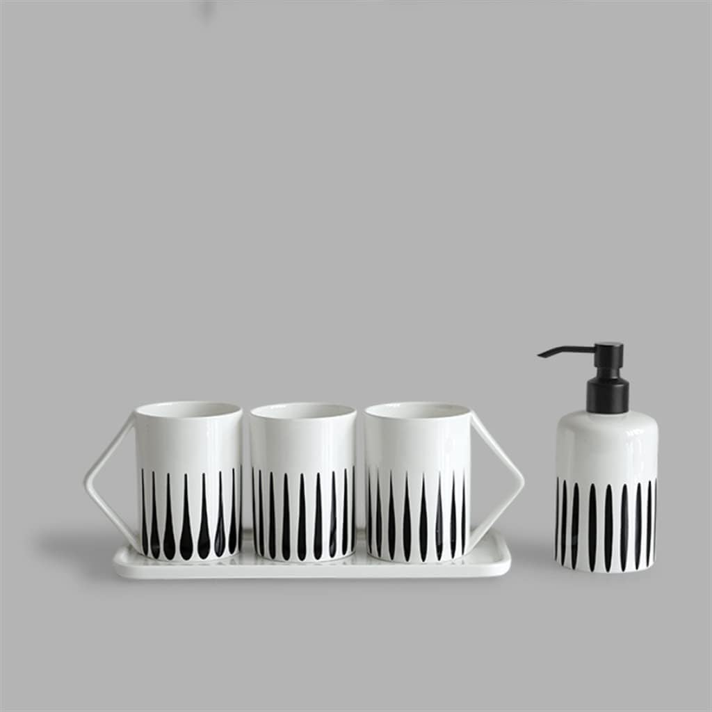 Striped Toothbrush Wash Cup Set Couple Mouthwash Cup Toothbrush Toothbrush Cup Household Ceramics