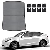 Diseño personalizado: ajuste personalizado para Tesla Model Y, el parasol de techo de vidrio ha sido cortado específicamente para el Model Y, lo que no influirá en la vista en la parte posterior, bueno y seguro para la conducción.