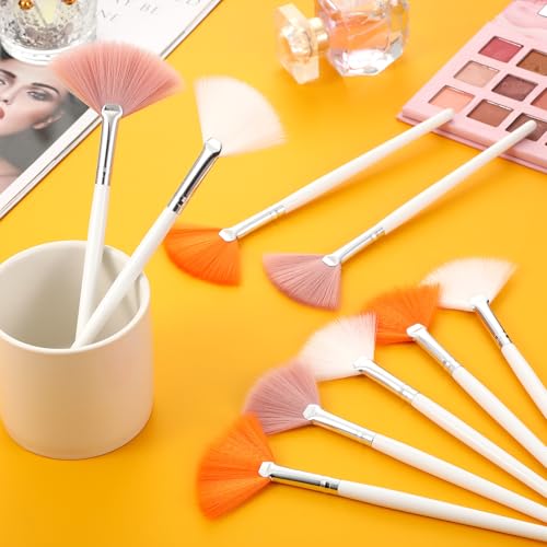 Image of 9 Pieces Facial Fan Mask Brushes, Soft Facial Applicator Brushes Tools for Peel Glycolic Makeup for Mud Cream(Pink,Yellow,White)