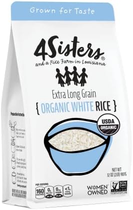 4Sisters - Organic Long Grain White Rice - Grown in USA - Sustainably Grown - Women Owned - Farm to Table - 2lb