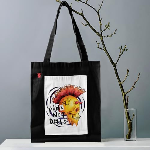Image of ZORI Black Tote Bag With Pocket Printed Designed Canvas Tote Bags For Women large capacity,Tote bag For Shopping, College, Travel, More Canvas Handbag For Unisex Bag