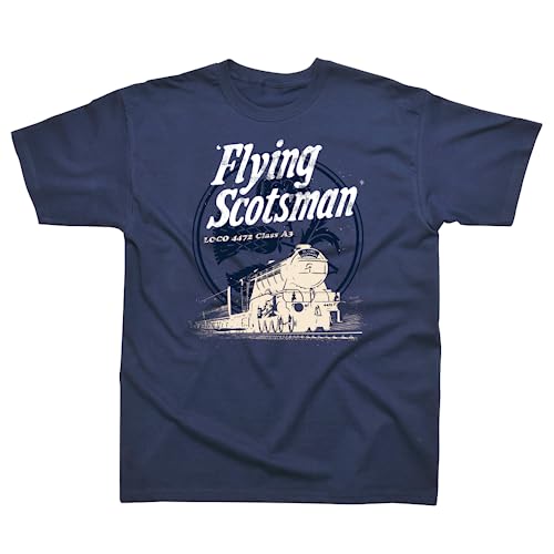 Flying Scotsman Mens T Shirt. 100% Cotton T Shirts For Men UK. Mens Tshirt In Sizes S - XXL. Flying Scotsman Gifts. Train Gift. Gifts for Train Lovers. Train Enthusiast Gifts - Genuine Merchandise