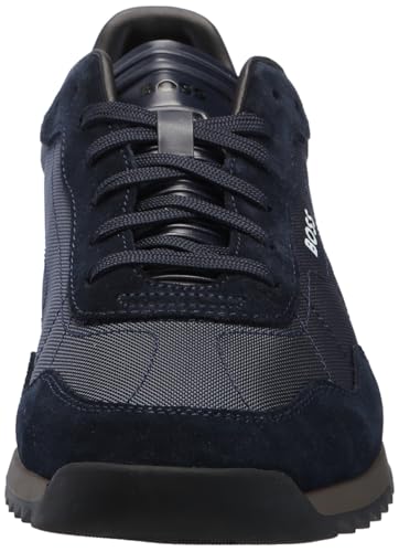 Image of BOSS Men's Zayn Low Profile Suede Leather Two Tone Sneaker