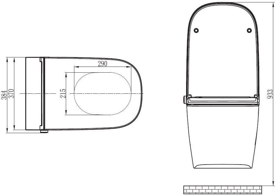 Technical drawing with dimensions of the BERNSTEIN Douchetoilet Basic 1104