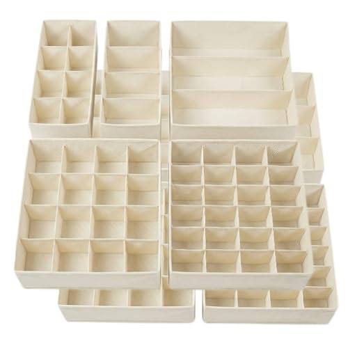 Lourome-Underwear-Drawer-Organizer-10-Pack-for-Socks-Bras-Off-White Lourome Underwear Drawer Organizer, 10-Pack, for Socks, Bras, Off-White - Image 1
