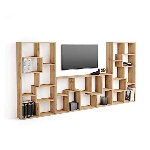Mobili Fiver, Wandkast Iacopo 36 met deuren met scharnieren eiken, Made In Italy