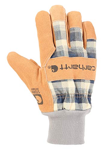 Carhartt Women's Insulated Suede Work Glove With Knit Cuff, Navy Plaid, Medium #TOP29