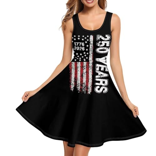 Image of Women Stylish Tank Dresses Sleeveless Round Neck Midi Casual Dress with Pocket for Summer