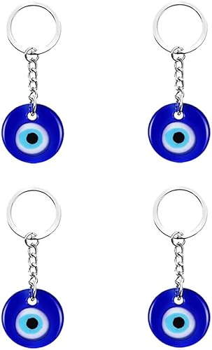 6 llaveros de ojo turco azul turco con cuentas de cristal de ojo malvado, llavero de cristal para manualidades, llavero de cristal con llavero
