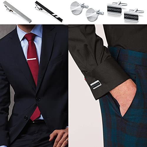SONNYX Men's Cufflinks and Tie Clips Set for Men Necktie Tie Bar Clips Business Shirts Wedding Tuxedo Classic Cuff links for Wedding Groom Business2