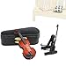 Wooden Miniature Violin with Stand, Bow and Case, Mini Musical Instrument, Dollhouse Model Miniature Home Decoration (3.15