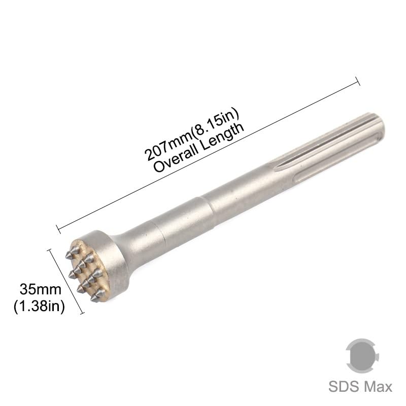 1 pz Punta in lega Scanalatura Scalpello Piatto Rotondo SDS Max Scalpello Martello Elettrico Punte for Trapano Utensili for Muratura for Superficie in Cemento di Muro in Pietra(12Teeth(Round))
