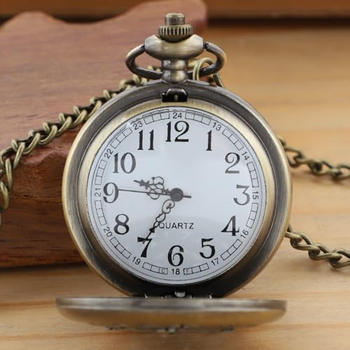 Image of Quartz Pocket Watch for Men, White Roman Digital Dial Pocket Watches for Men with Chain