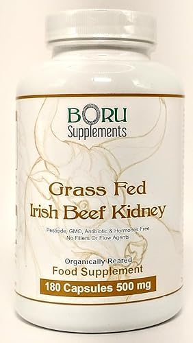 Grass-fed Irish Beef Kidney Capsules Un-Defatted Full Absorption of Naturally Occurring Vitamins and Minerals Found in Beef Kidney, DAO Enzyme Supplement, Selenium, B12, Support for histamine Health