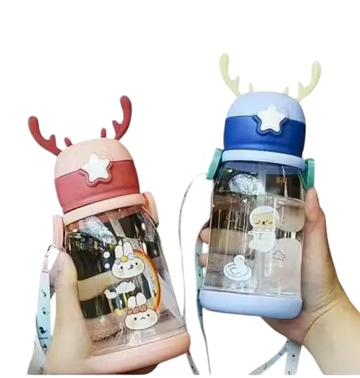 Trendy MULTICOLOR -5, Water Bottle,Pack of 2, 500 mL Capacity, Transparent BPA-Free Sports Bottle with Straw, Leak-Proof for Gym, Office, School, Travel-image-48