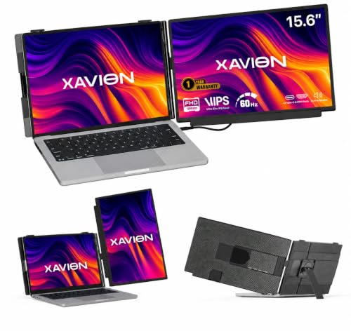 Image of XAVION 15.6 Inch Portable Monitor | IPS Display | Ultra-Slim Foldable Screen Extender | USB Type-C & HDMI | Compatible with Laptop, PC, Mac (DuoView Split)(15.6 inch)