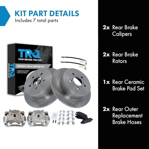 Image of TRQ Rear Brake Pad and Rotor Set Ceramic Calipers Compatible with 2009 Subaru Legacy