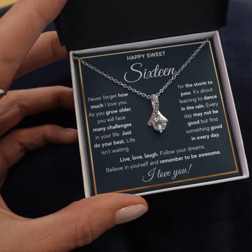 FG Family Gift Mall Sweet 16 Gifts For Girls, 16th Birthday Gifts For 16 Year Old Girl, Happy Sweet Sixteen Bday Card Gift Ideas Necklace with Message Card and Gift Box4