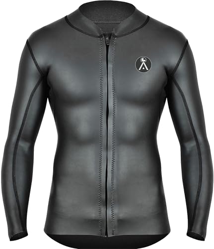 Sur - Traje de neopreno para hombre, 1,5 mm, piel lisa, chaleco de traje húmedo para agua fría, traje seco, manga larga con cremallera frontal (XXXL)
