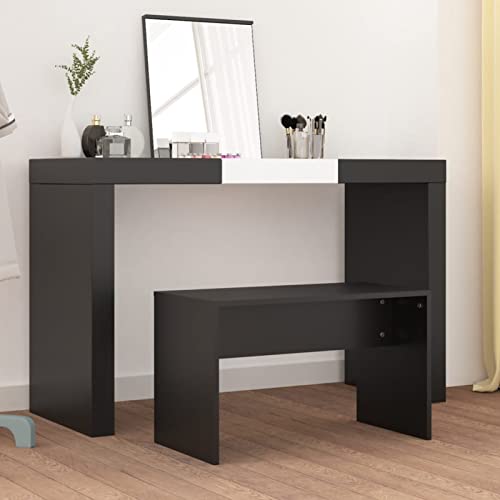 LAPOOH Taburete de vestidor Madera contrachapada Negro 70x35x45 cm, Taburete Bajo, Taburete Pequeño, Taburete Meditacion, Taburetes De Cocina