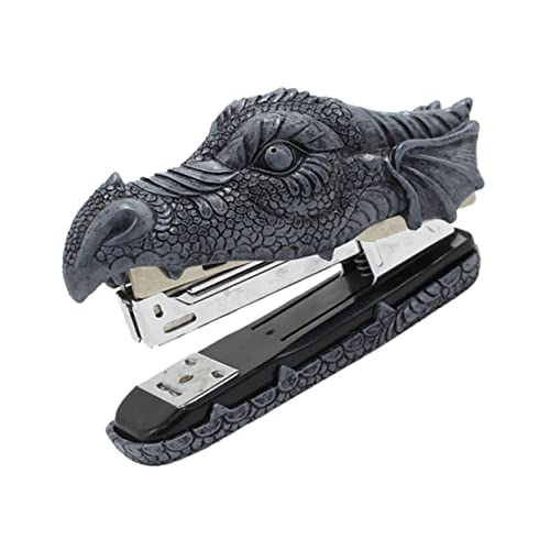 OFFSCH Dragon Head Resin Stapler Decorative Office Stapling Tool Unique Paper Stapling Tool for Desk Supplies