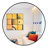 Oruii Round Mirror 28 inch, Black Round Mirror, Large Circle Mirrors Metal Frame, Black Circle Mirrors for Wall, Bathroom, Living Room, Dining Room, Entryway.