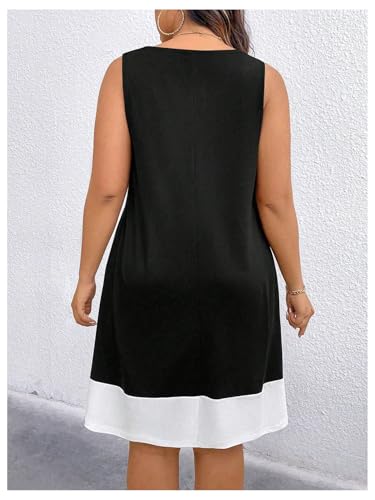 SOLY HUX Women's Plus Size Color Block Tank Dress Sleeveless Zipper Flowy Vacation Short Dresses2
