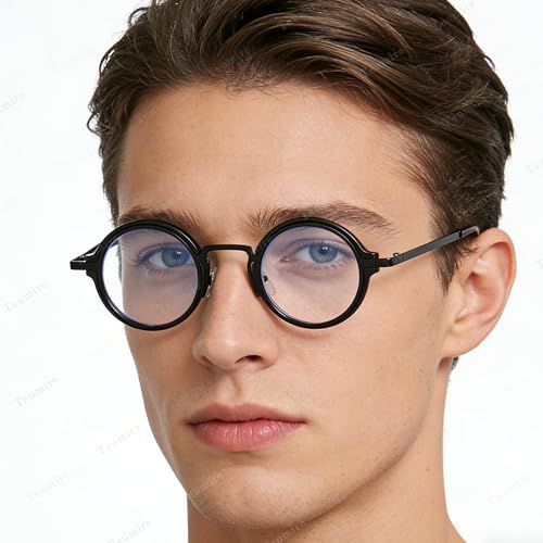 Image of Classic Round Glasses for men women Circle Blue Light Eyeglasses Hippie Style Non Prescription Eyewear
