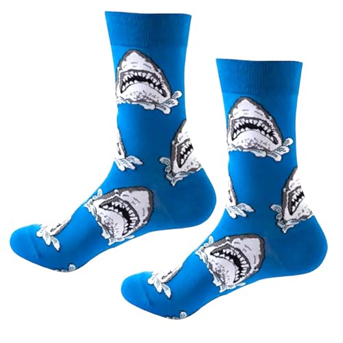 Shark Novelty Funny Socks Jaws Sealife Design - Cotton Blend Gift Mens Womans UK Size 5-11 - 1 Pair