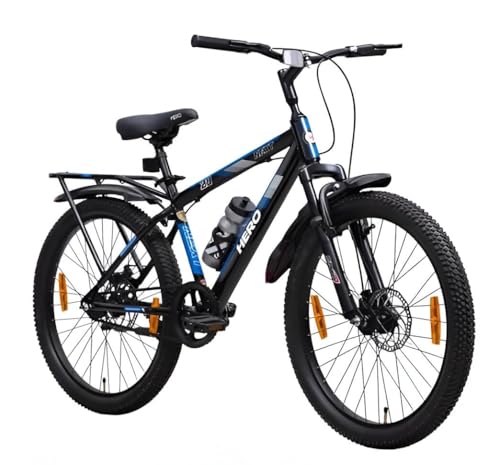 Image of Hero Next 2.0 Mountain Bike | Front Suspension | Dual DISC Brakes | Integrated Carrier (Black) (24T)