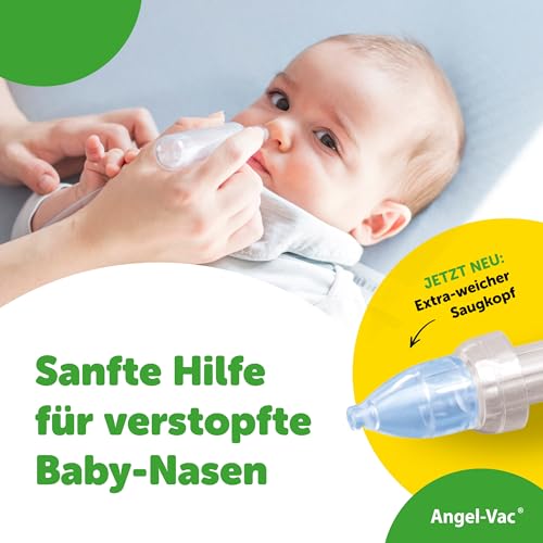 Angel-Vac® Nasensauger Baby [für Standard-Staubsauger] - Baby Nasenreiniger mit weichem Saugkopf für Kinder ab 0 Jahre - [klinisch getestet] - der Original Nasensauger für Staubsauger seit 30 Jahren 2