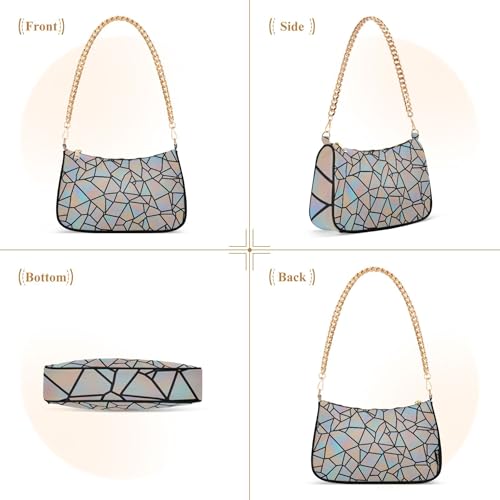Colorful Geometric Gray Ladies Shoulder Bag for Women Classic Purse Hobo Totes Animal Clutch Handbags Zipper Closure 6