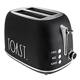 Rae Dunn Retro Rounded Bread Toaster, 2 Slice Stainless Steel Toaster with Removable Crumb Tray,...