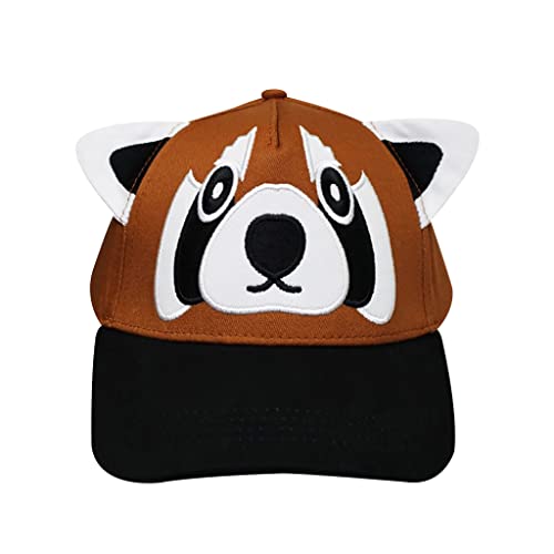 San Diego Zoo Red Panda Youth Baseball Cap, Brown, Black & White Kids Hat, Embroidered Red Panda Face with Ears, One Size
