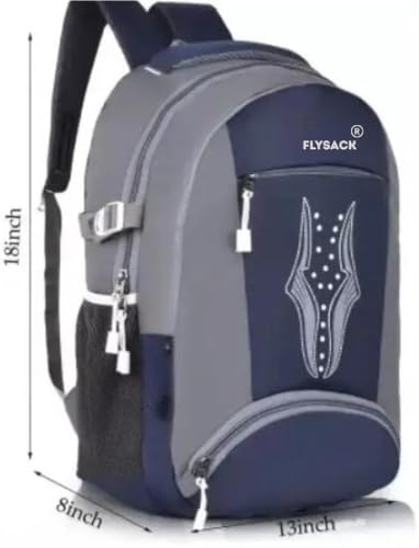Image of Unisex school college laptop travel backpack office backpack (FS065 NAVY BLUE PRINTED)