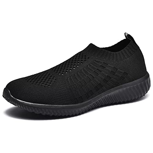 TIOSEBON Women's Athletic Walking Shoes Casual Mesh-Comfortable Soft Light Weight Work Sneakers 5.5 US Black/Black