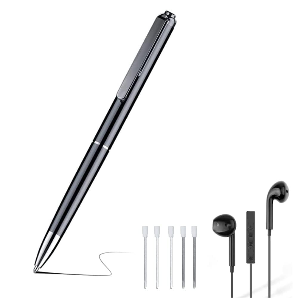 Penna Registratore Vocale 32GB HD - Mini Registratore Portatile Ricaricabile per Conferenze, Riunioni, Interviste & Concerti - Attivazione Vocale & Riproduzione MP3