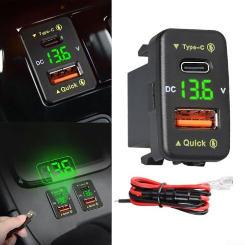 Cargador de coche USB rápido con medidor de voltaje digital para móvil y GPS 5