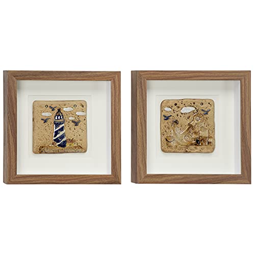Deco 79 Shadow Box de madera MDF marrón set de 2 vitrinas decorativas de pared para casa 3