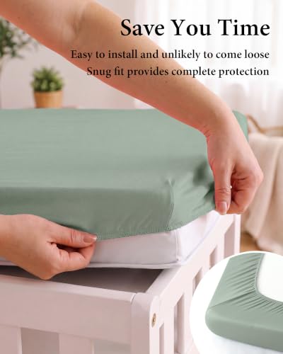 Image of Yoofoss 2-Pack Diaper Changing Pad Cover for Boys Girls 32x16 (Green+Leaf)