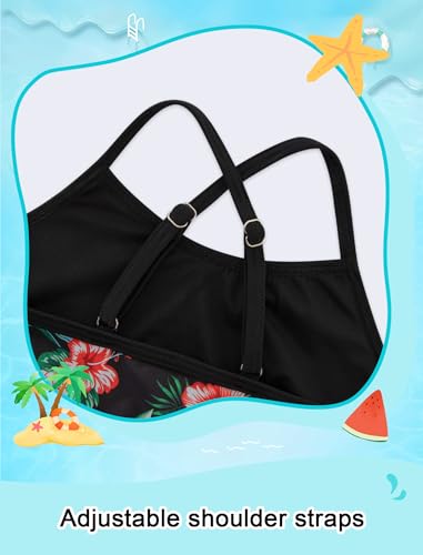 Image of Girls Swimsuit Long Sleeve Swim Shirt 3 Piece Rash Guard for Girls Bathing Suit with Boyshorts