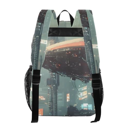 Whale Surreal City Clear Backpack, PVC Transparent Bag with Large Capacity for Boys, Girls, Men, Women, See Through Bookbag for School Work College Travel3