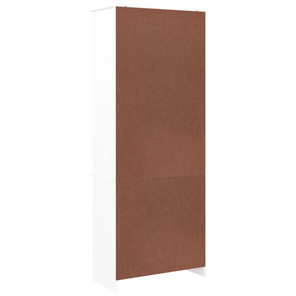 Générique Vetrina in Vetro Bianco 77x35x186,5 Cm Legno Di Pino Massiccio | Porte Vetri Ripiani Interni, Bottoni In Legno, Conservazione Per Collezioni E Stoviglie