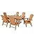 WestinTrends Dylan Adirondack Outdoor Dining Set for 6, All Weather Poly Lumber Patio Table and Chairs Set of 6, 71" Trestle Outdoor Table and Seashell Adirondack Dining Chair, Teak