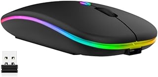 Wireless Mouse, Wireless Led Rechargeable Mouse for Laptop Notebook, PC, Computer, Desktop, Gaming, MacBook, Slim Optical Mouse 1600 Adjustable DPI, 2.4Ghz Silent Mouse (Black)