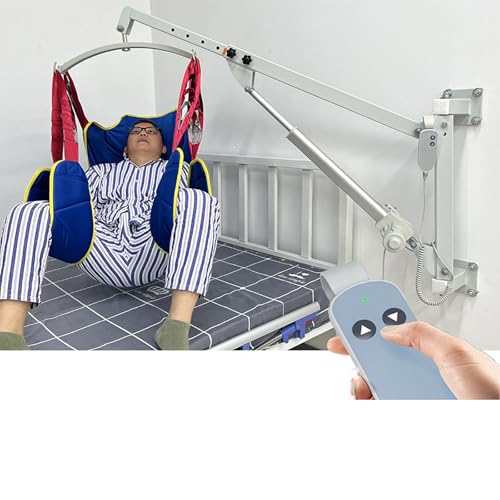 Elektryczny Podnośnik Pacjenta, Napędzany Przenośnik Ciała z Teleskopowym Ramionem, Obracające się Ramię 180°, Hak 360°, Nośność 150kg, Odległość Podnoszenia 1050mm, Bezpieczny i Stabilny do Użytku