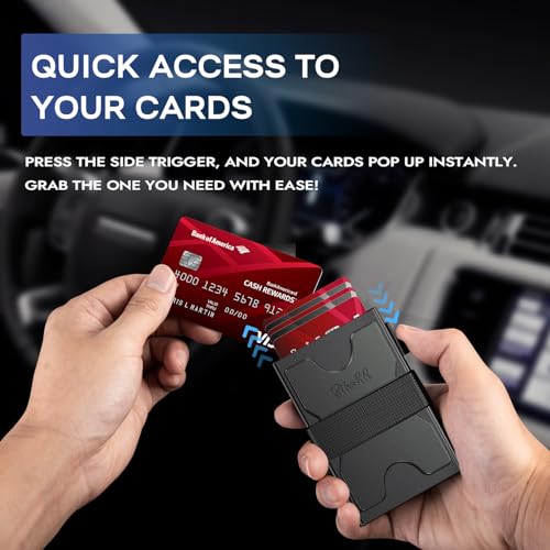 Zitahli Men's Business Card Cases - Slim Card Holder Holds 6+ Cards, Metal Wallet for Men & Women, Minimalist RFID Blocking Wallet with Pop-Up Function, Ultra-Thin, Men's Accessories, Gifts for Him2