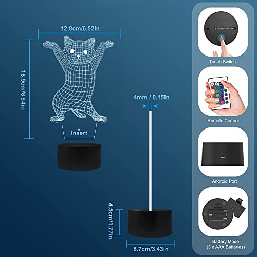Athand Dance Cat Cute Night Light Lamp,16 Colors Changing Kitty Table Lamps With Smart Touch & Usb Cable-Home Party Decorations - Cute Birthday Valentines Day Gifts For Kids Teens Girl Women #TOP4