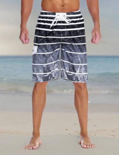 Image of Nonwe Men's Beachwear Quick Dry Striped Board Shorts